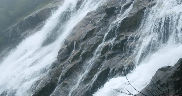 Grawa Waterfall in Slow Motion Movement in Stubai Austria