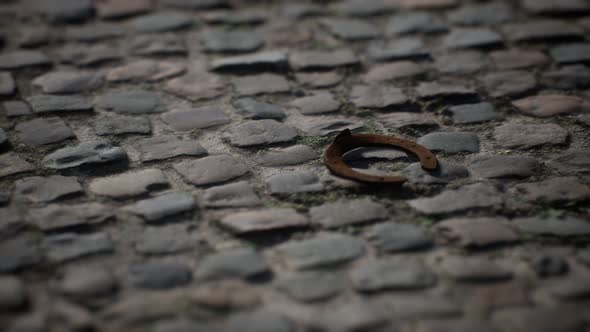 One Old Rusty Metal Horseshoe