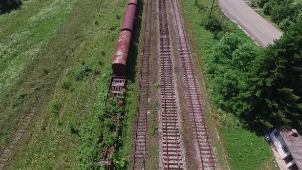 Flying Over an Old Train 