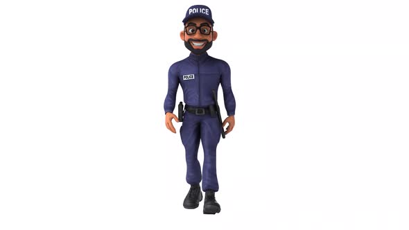 Fun 3D cartoon indian police officer with alpha