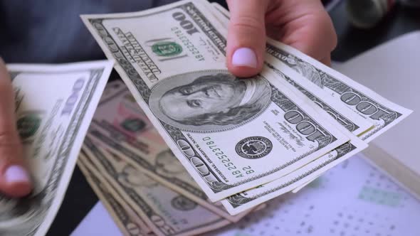 Working Businesswoman Hands at Office Workplace Desk