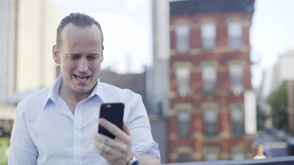 Man video chatting on smart phone
