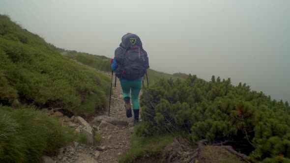 rocky alpine peaks, landscape of a slovakian tatra mountains, steadicam moving follow shot following