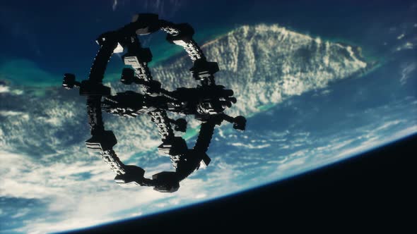 Space Satellite Orbiting the Earth Elements of This Image Furnished By NASA alt