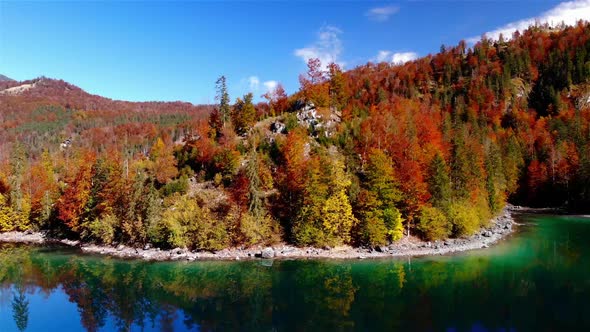 Beautiful Autumn Landscape on the Lake Ödsee in the Mountains in Upper Austria Salzkammergut