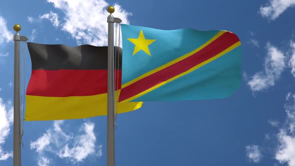 Germany Flag Vs Democratic Republic Of The Congo On Flagpole