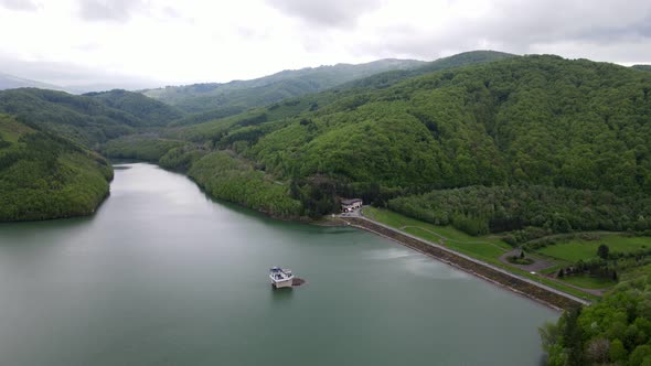 Aerial view of Starina reservoir in Slovakia