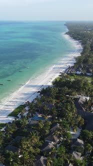 Tanzania  Vertical Video of the Ocean Near the Coast of Zanzibar Slow Motion