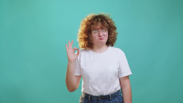 Okay Gesture Plus Size Girl Healthy Diet Hand Sign