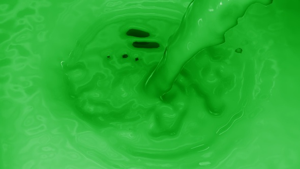 Pouring Green Color Into Green Color Swirl