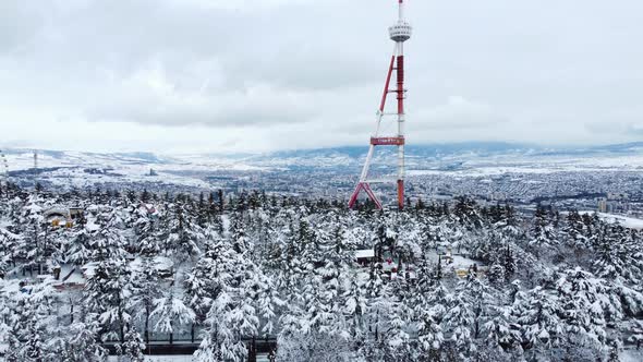 Snowy Mountain Park Over The City / Videohive