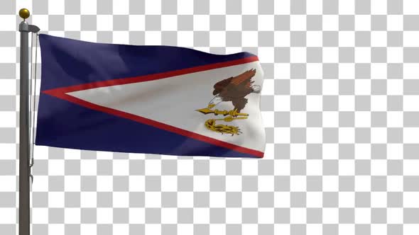 American Samoa Flag on Flagpole with Alpha Channel - 4K