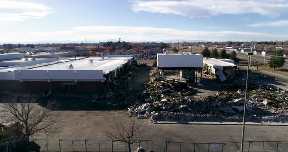 The destruction of a shopping mall from a drone.