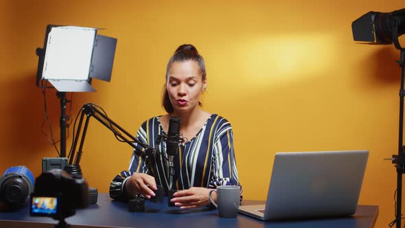 Different Npf Style Batteries on Vlogger Desk