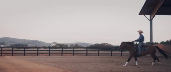 Cowboy on a Horse Ranch