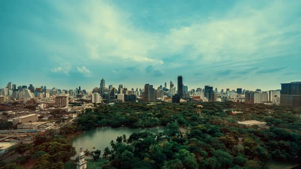 Time Lapse Public Park and Highrise Buildings Cityscape in Metropolis City