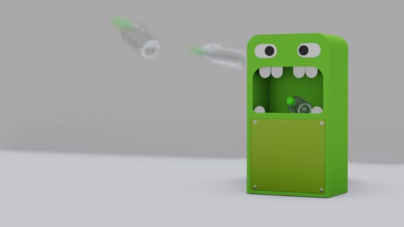 recycle bin eats garbage. funny animation