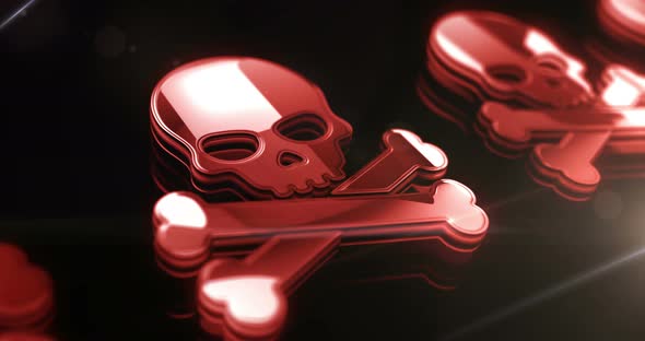 Skull pirate and online cyberattack metal symbol loop concept