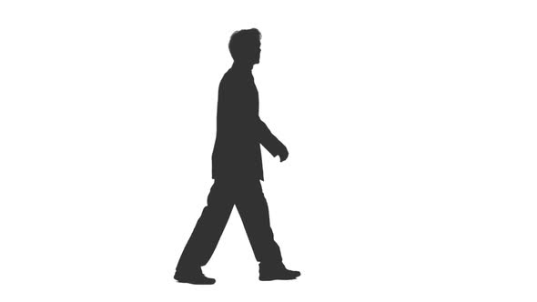 Silhouette of Walking Business Man 