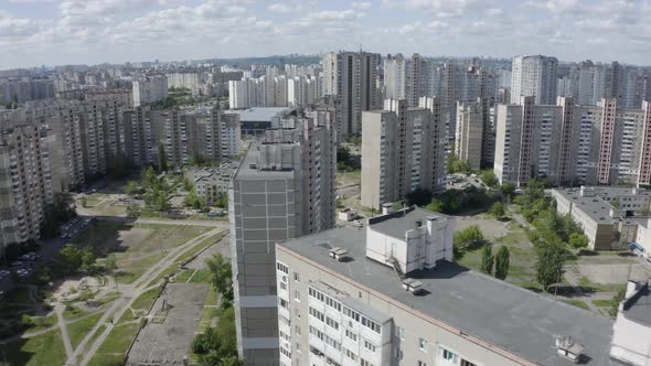 Soviet style architecture. Chernobyl style old building. 