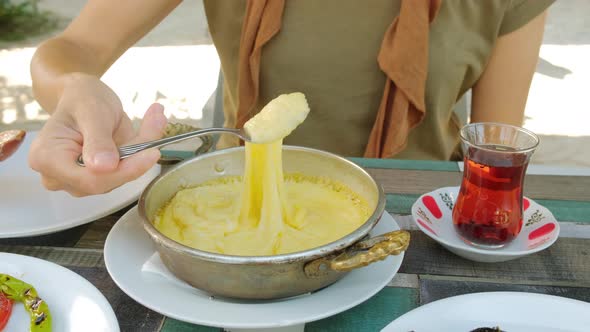 Muhlama or Kuymak Dish is a Corn Flour with Cheese Dish of a Turkish Cuisine