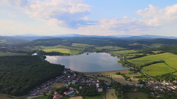 Aerial view of Teply vrch reservoir in Slovakia