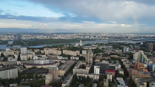 Aerial Shot The City Kyiv Sunset01