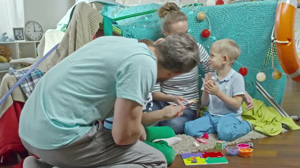 Parents and Sons Modeling Play Dough