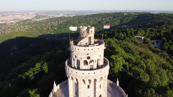 Flying over the top of the Elizabeth tower.