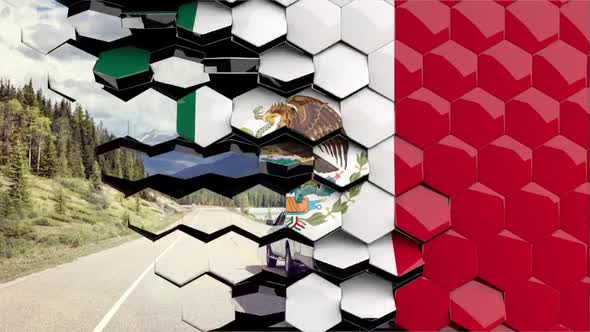 Mexico Flag Hexagon Transition - 4K Resolution