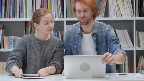 Creative Man Joins Woman for Work and Shares New idea at Work