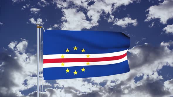 Cape Verde Flag Waving 4k