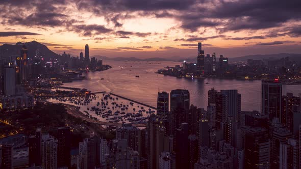 Hyperlapse Hong Kong city at evening with DJI Mavic3