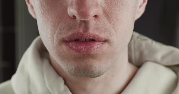 Close Up Male Mouth of Smiling with Teeth