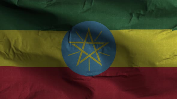 Ethiopia Flag Textured Waving Background 4K