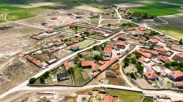 Small farming village in Turkey aerial view 4 K