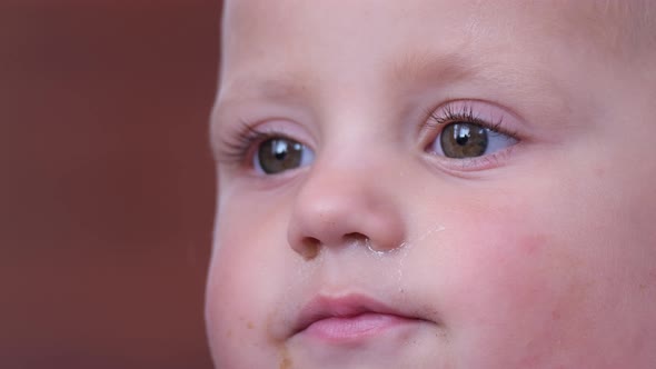 Beautiful Face of a Little Girl with Big Eyes