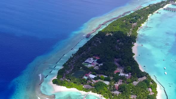 Aerial abstract of marine bay beach by lagoon with sand background