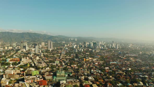 Modern City of Cebu with Skyscrapers and Buildings Philippines