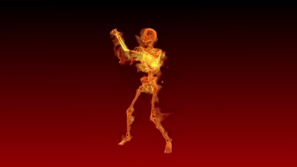 Fiery 3D Skeleton Hot Show  Looped on Red