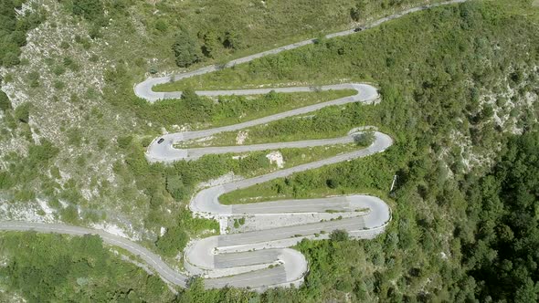 Winding, Twisting and Steep Mountain Road Aerial