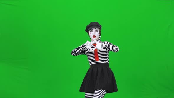 Mime Girl Is Acting Like She Is Photographer