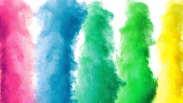 Super Slow Motion Shot of Color Powder Explosion Isolated on White Background at 1000Fps