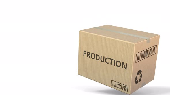 PRODUCTION Text on a Warehouse Carton alt