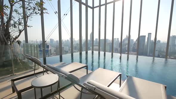 Relaxing Sky High Swimming Pool on Top of the Condominium with City View