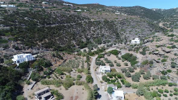 Faros beach on the island of Sifnos in the cyclades in Greece seen from the sky