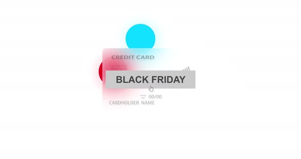 Black Friday and Neutral Credit Card on Colorful Background with Glass Morphism Effect