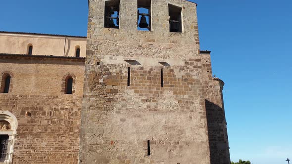 Belltower of San Giovanni in Venere Abbey, Abruzzo. Tilt down