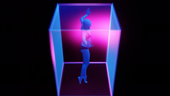 The Flight of a Girl in a Glass Floating Cube