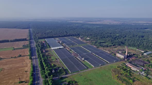 Aerial Top View of Greenhouse